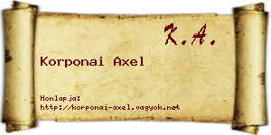 Korponai Axel névjegykártya
